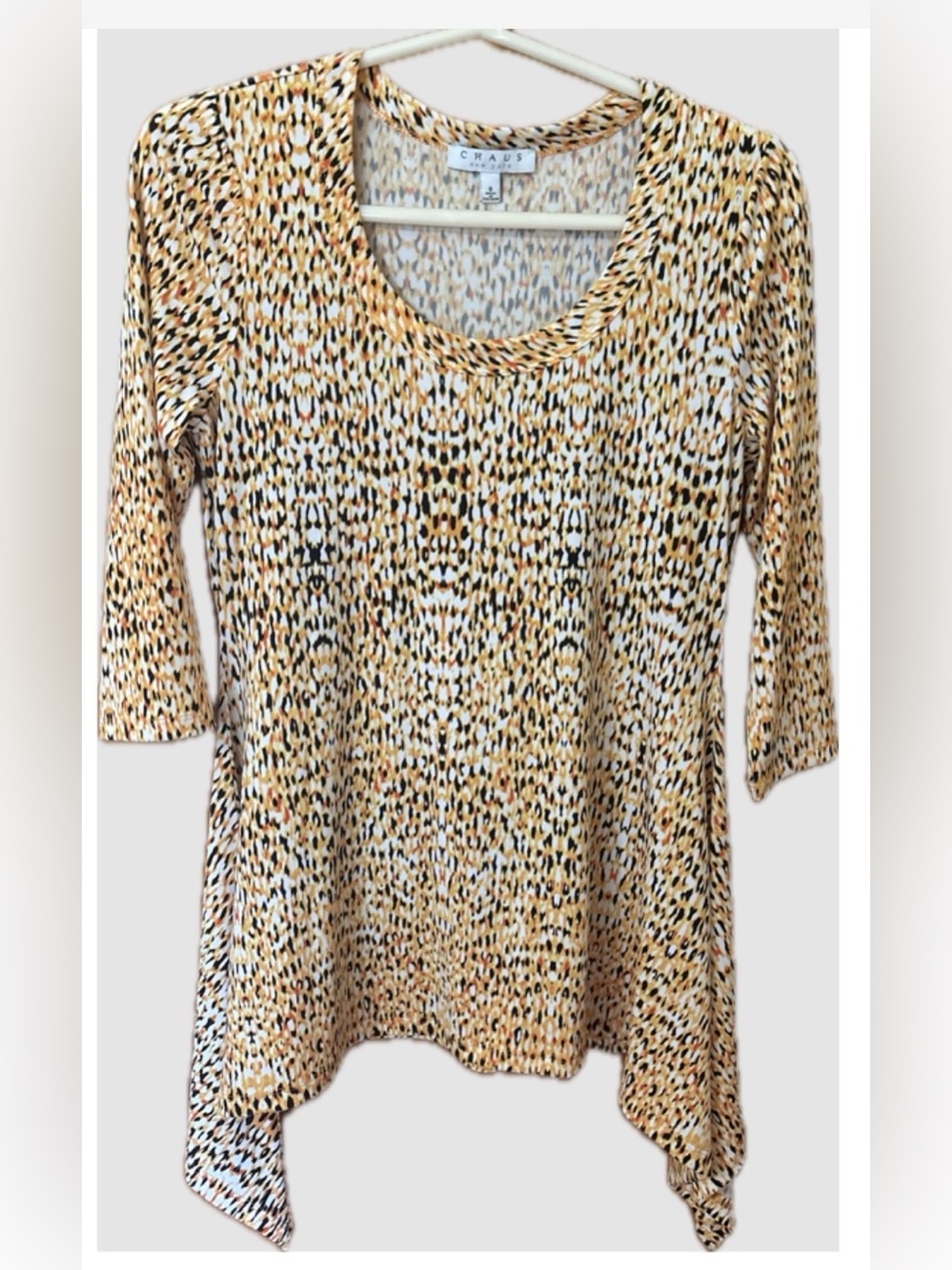 CHAUS New York printed tunic top w/leopard print- Y2K